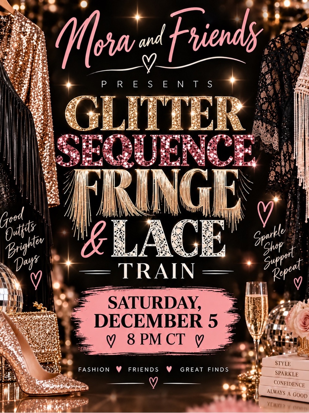 Glitter Sequence Fringe & Lace Train - Placeholder